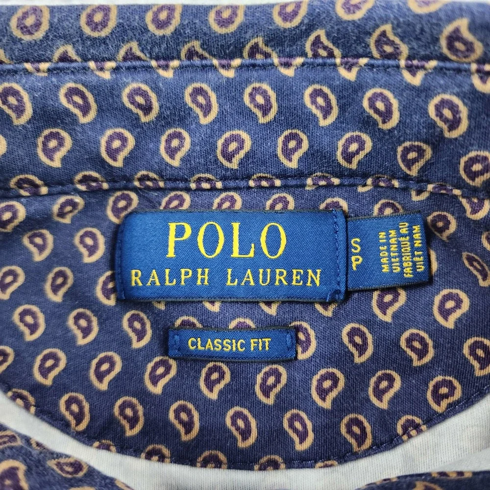 Polo Ralph Lauren Classic Fit Soft Cotton Polo Mens S Navy Paisley Foulard